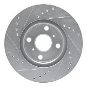 Toyota Echo Brake Rotor (1) - Front Left - R1 Concepts - Drilled & Slotted - Silver - `00-`05